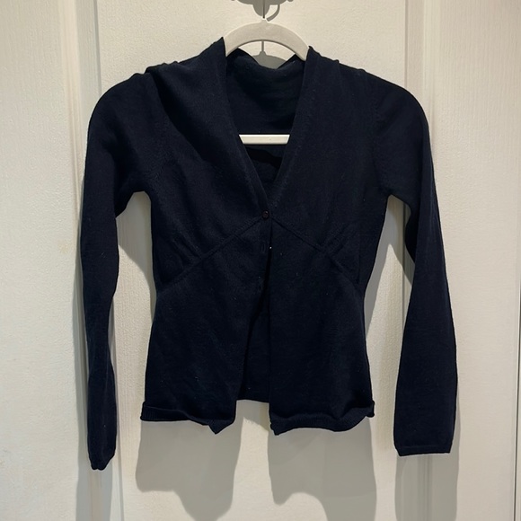 Navy Wool Cardigan with Details and Buttons - Picture 1 of 4